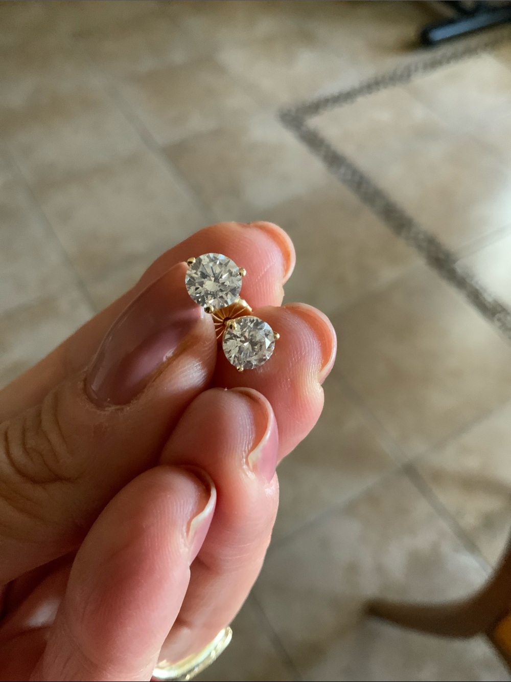 14K Yellow Gold Martini Setting Lab Grown Diamond Earrings - Picture 11 of 13